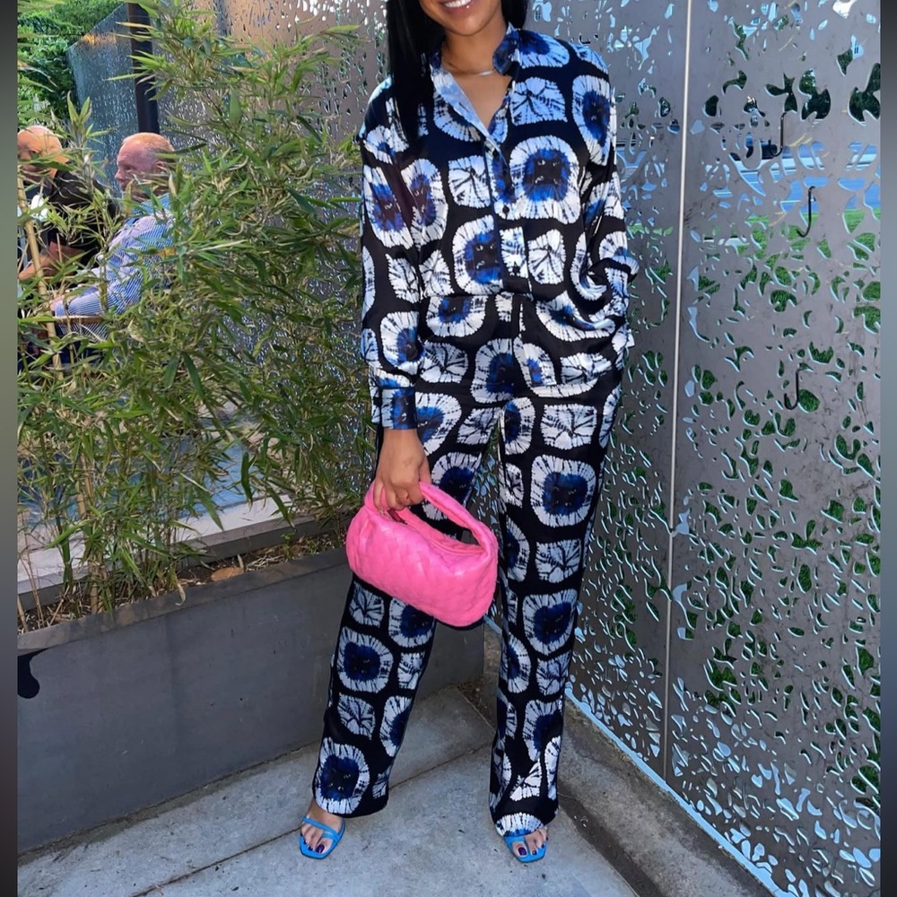 Stylish Black and Blue African Print Matching set